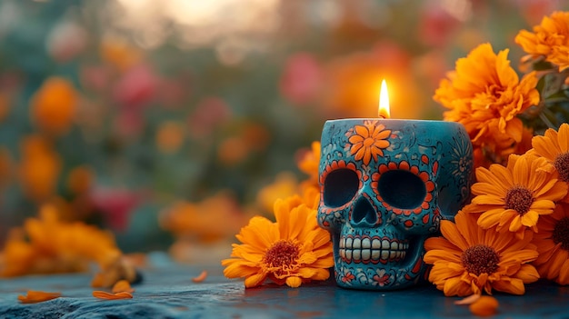 Photo a candle with a candle that says quot skull quot on it