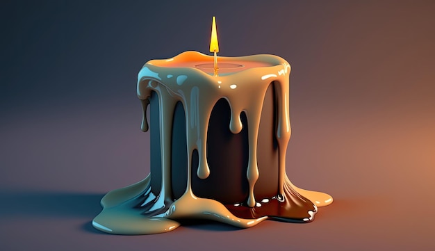 A candle with a flame that is lit up