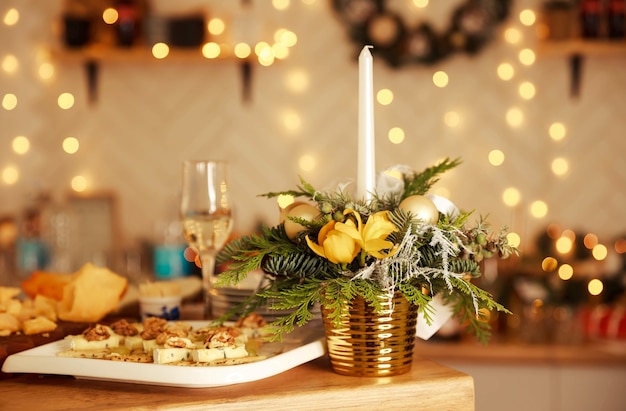 Candlelight dinner table setup for couple with beautiful light as background