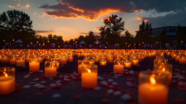 Photo candlelight vigil at sunset