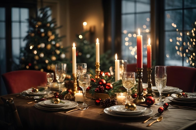 Candlelit Christmas Table Setting