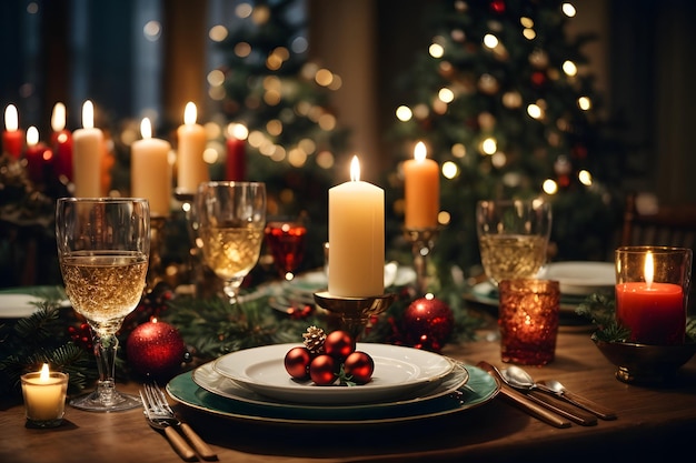 Candlelit Christmas Table Setting