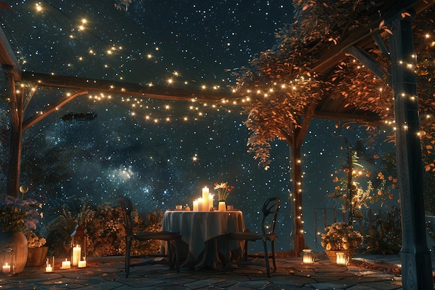 A candlelit dinner under a canopy of stars