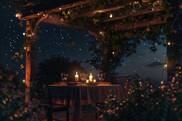 A candlelit dinner under a canopy of stars