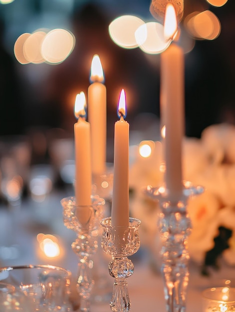 Photo candlelit reception creating a romantic atmosphere