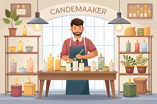 Candlemaker Flat Vector Character Illustration