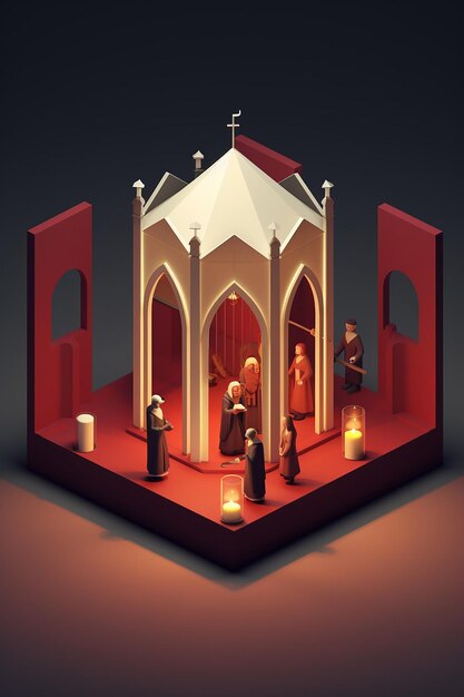 Candlemas Day minimalist diorama isometric created with generative ai