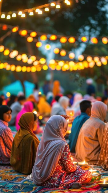 Photo candles and community under a starlit sky