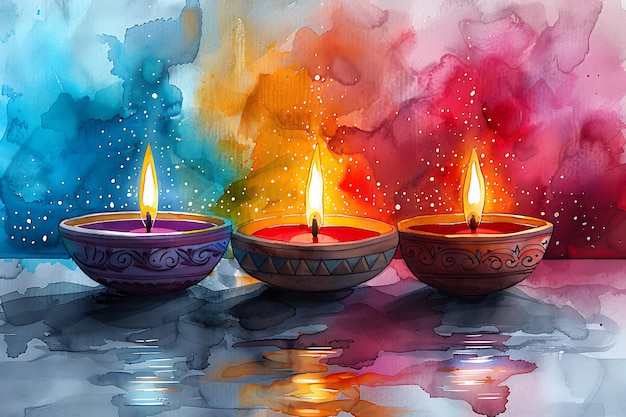 candles in the dark with a colorful background