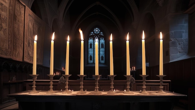 Candles Glowing in a Gothic Church