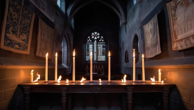 Candles Glowing in a Gothic Church