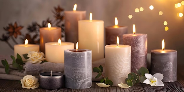 Candles surrounded by offerings