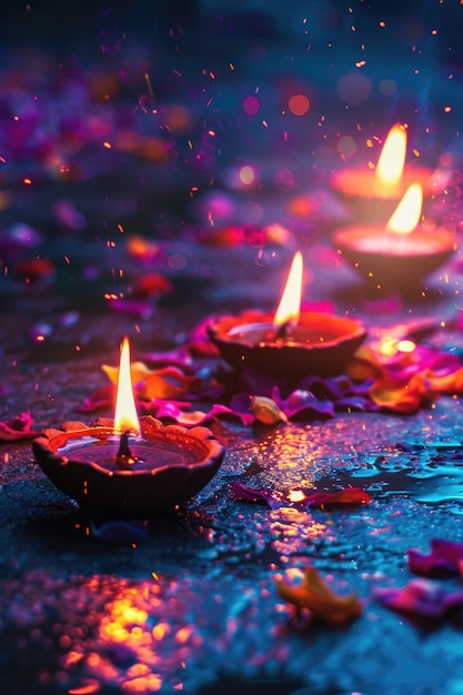 Candles on Water Puddle