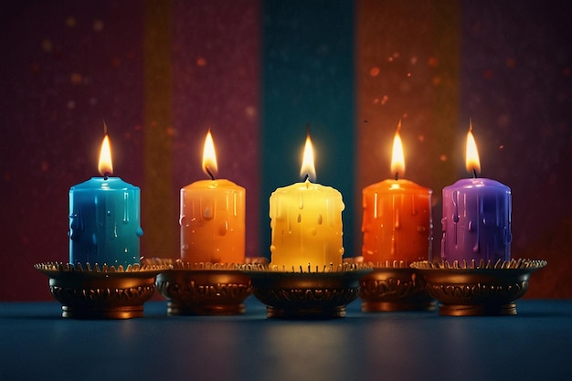 candles with the reflection of the rainbow on them