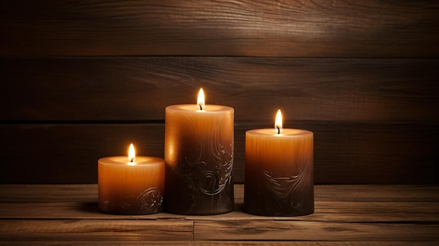 candles on a wooden background