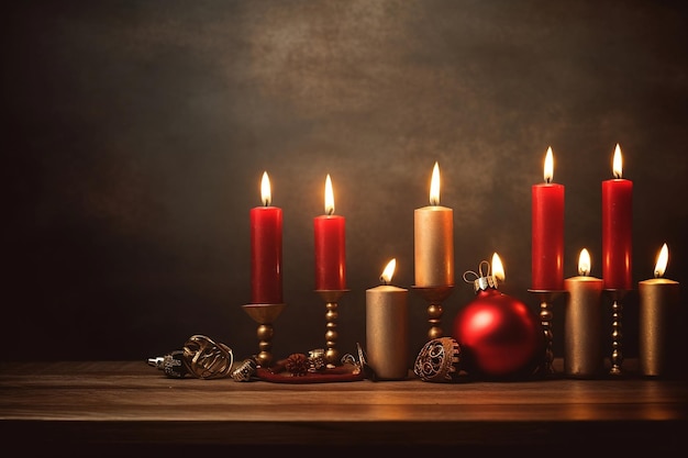 Candlestick with burning candles for Hanukkah Ai generated