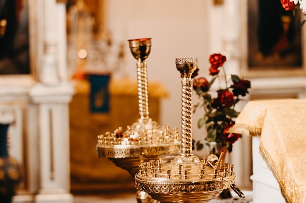 candlesticks and candelabra in temples golden