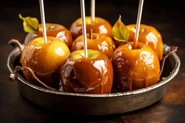 candy apples with a glossy caramel coating AI generated