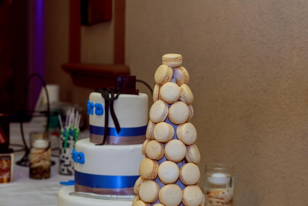 Candy bar table with sweet candies sweets on the table