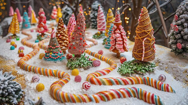 Photo candy cane christmas tree forest