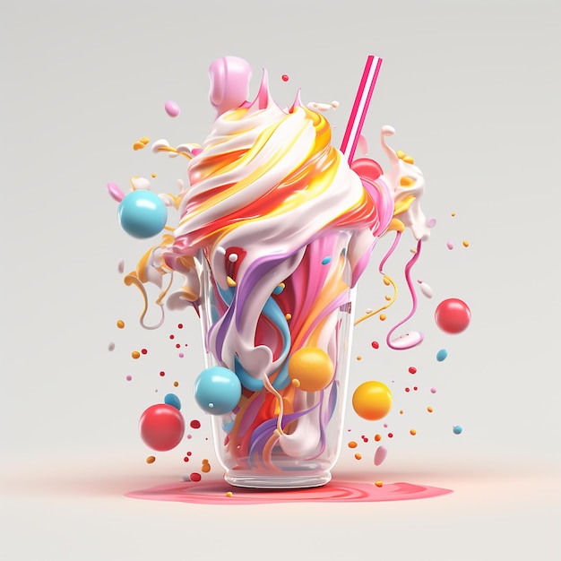 Candy colour milkshake logo super details 4k