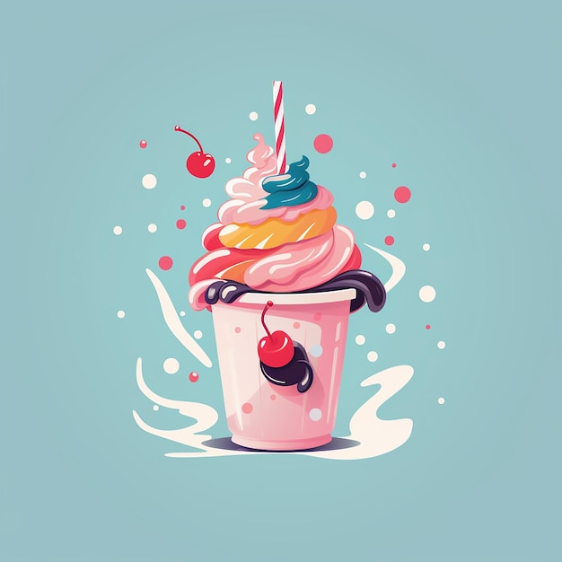 Candy colour milkshake logo super details 4k