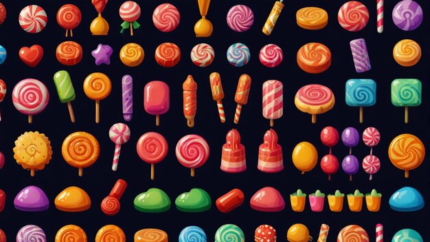 Candy icons set Cartoon set of 3d Candy icon vector for web design