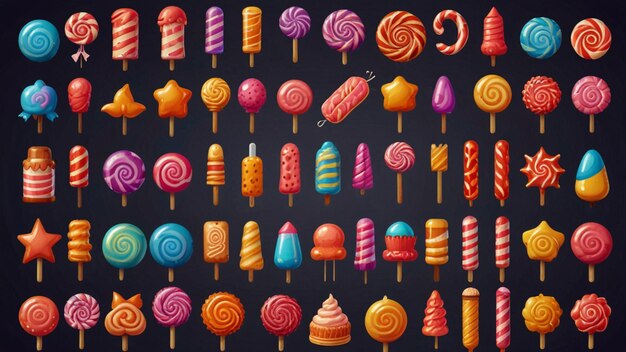 Candy icons set Cartoon set of 3d Candy icon vector for web design