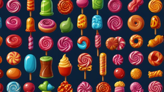 Candy icons set Cartoon set of 3d Candy icon vector for web design