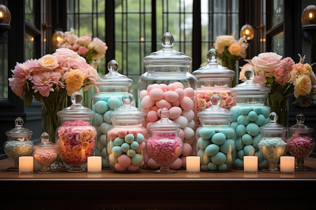 candy shop decoration in pastel color theme inspiration ideas