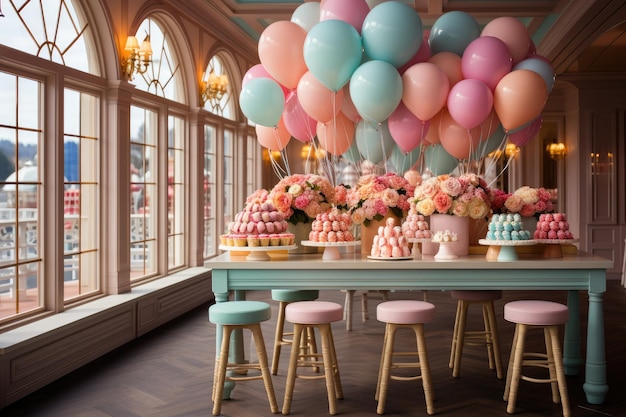 candy shop decoration in pastel color theme inspiration ideas