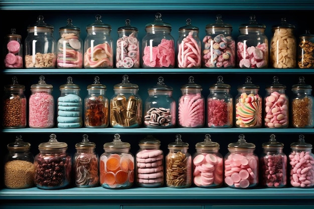 Candy shop with cupcake and candies