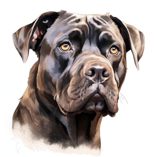 Cane Corso Cane Corso Italian dog clipart Watercolor illustration Generative AI