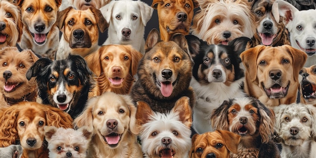 Canine Assembly A Tapestry of Various Dog Breeds and Expressions Generative AI