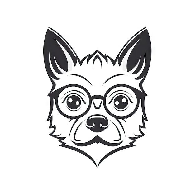 Canine Chic A Dog with Eyelashes and Eyeglasses in a Minimal Graphic Style