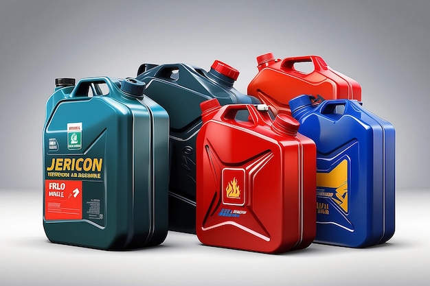 Canister vector jerrican or can of fuel gasoline for automobile and plastic jerrycan