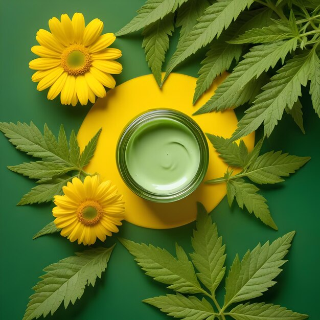 Photo cannabis cream cosmetic natural skincare infused with hemp for hydration and healing