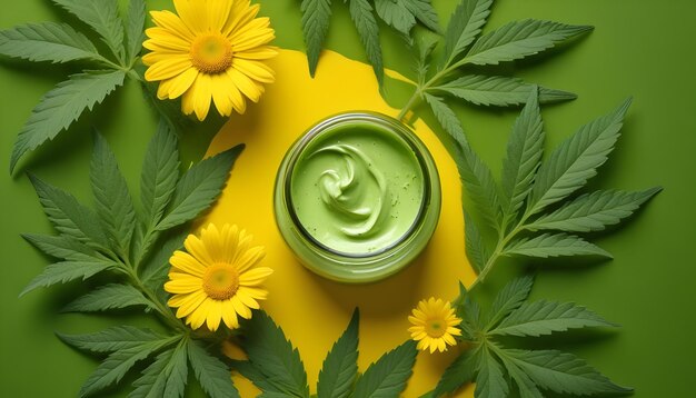 Photo cannabis cream cosmetic natural skincare infused with hemp for hydration and healing