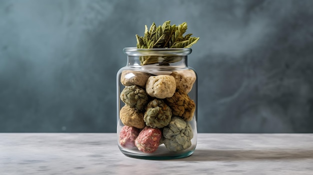 Cannabis edibles in a glass jar