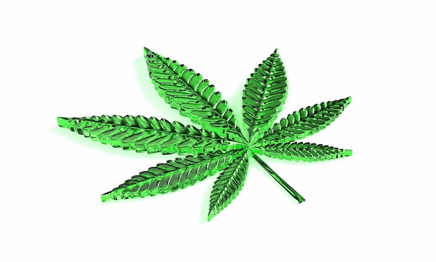 Cannabis Leaf Isolated on White Background. 3D Render