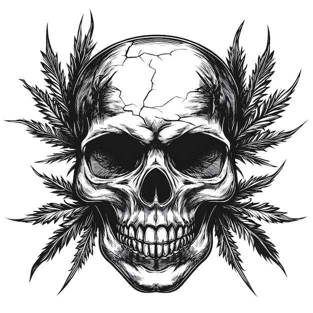 Photo cannabis marijuana weed leaf skull