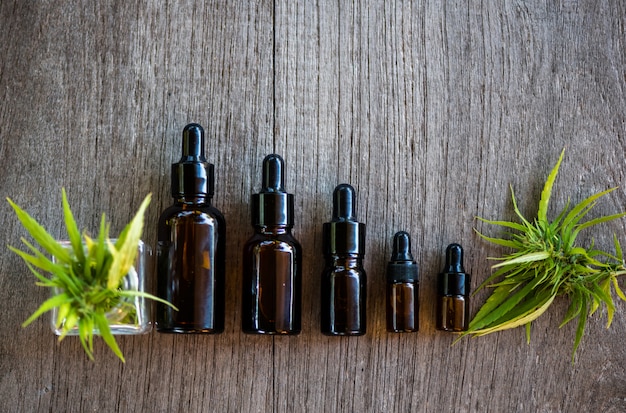 Cannabis oil products in small bottles