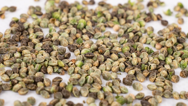 Cannabis seeds closeup hemp grain macro