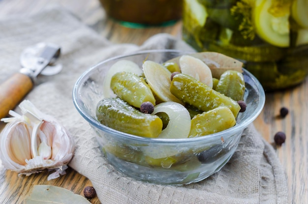 Canned cucumbers gherkins