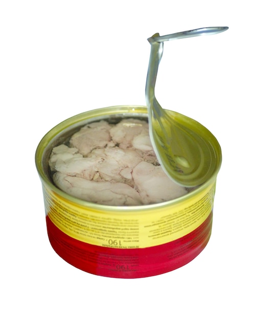 Canned fish with cod's liver isolated on the white background