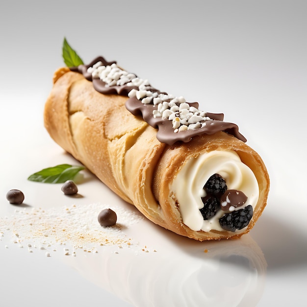 Cannoli on a white background