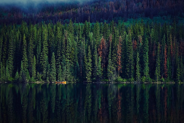 Canoeing in Pyramid lake in Canada