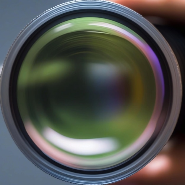 Photo canon lens captures glass in selective focus