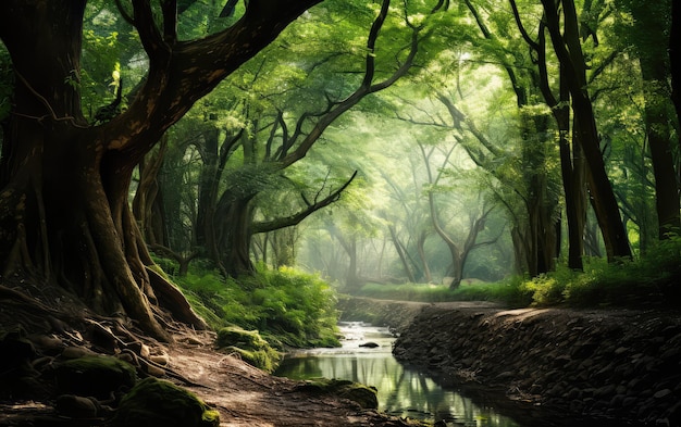 Canopy of Sunlight in the Enchanted Forest