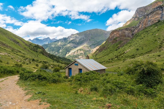 Cantal mountain refuge in the Ripera valley in summer Pyrenees Mountains in summer